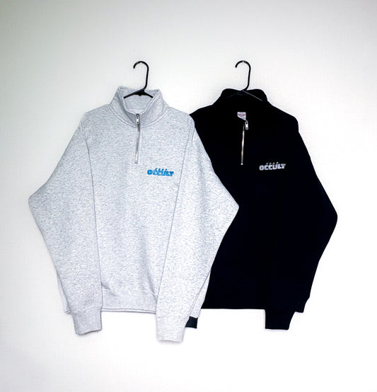 【受注生産】"OCCULT" 刺繍入り ルーズフィット ハーフジップパーカー
