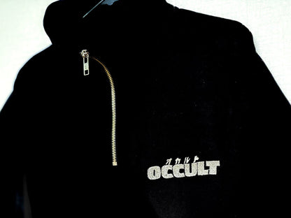 【受注生産】"OCCULT" 刺繍入り　ルーズフィット ハーフジップパーカー